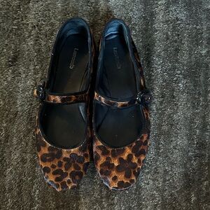 Larroude Leopard Print Mary Jane Flats